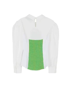 Andersson Bell Adela Poplin Jersey Combination Shirt Atb709W(White)-Women Blouses
