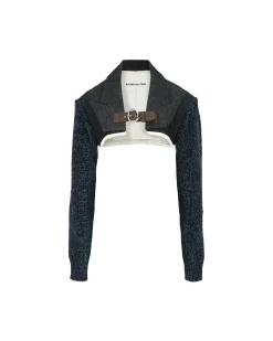 Andersson Bell Adelina Buckle Opening Micro Jacket Awa520W(Indigo Blue)-Women Outerwear