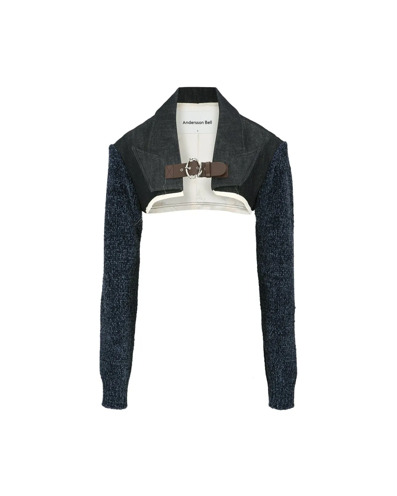 Andersson Bell Adelina Buckle Opening Micro Jacket Awa520W(Indigo Blue)-Women Outerwear
