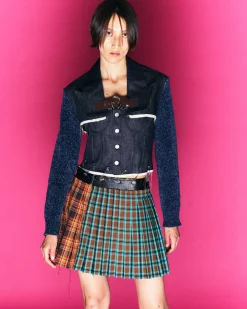 Andersson Bell Adelina Buckle Opening Micro Jacket Awa520W(Indigo Blue)-Women Outerwear