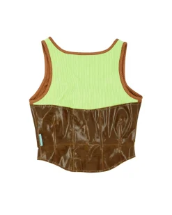 Andersson Bell Akira Coated Brown Lace-Up Vest Atb882W(Brown)-Women Tops