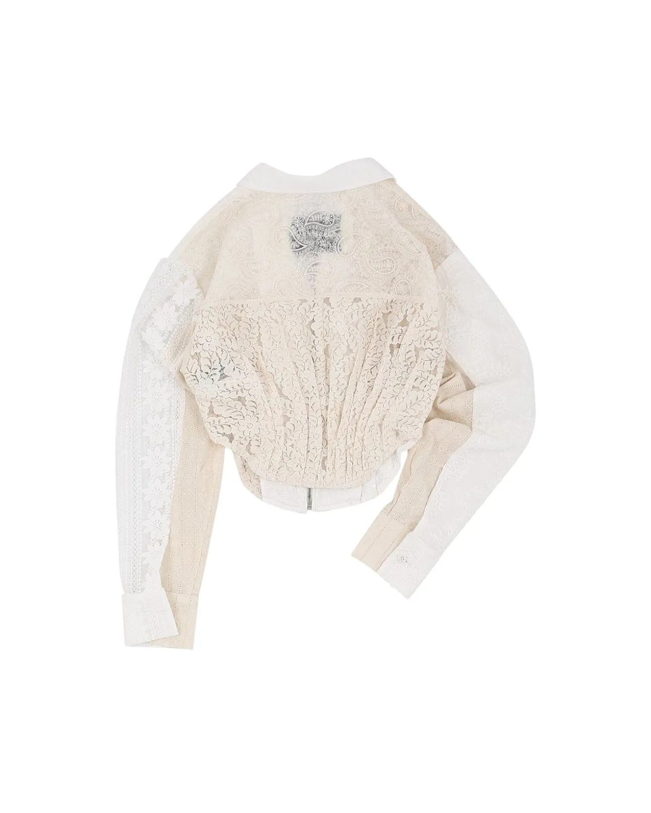 Andersson Bell Alba Patchwork Lace Shirts Atb933W(Off White)-Women Blouses