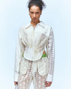 Andersson Bell Alba Patchwork Lace Shirts Atb933W(Off White)-Women Blouses
