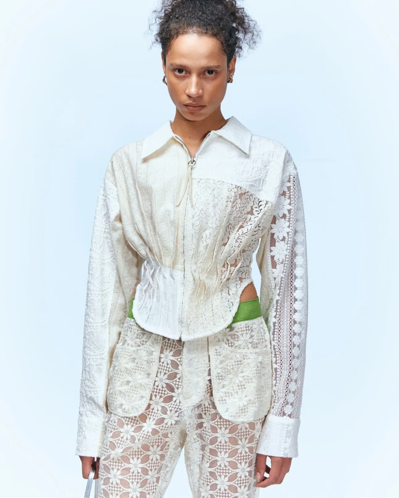 Andersson Bell Alba Patchwork Lace Shirts Atb933W(Off White)-Women Blouses
