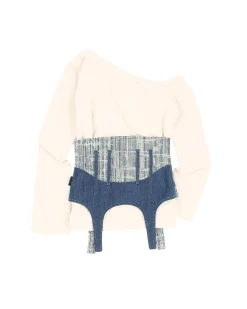Andersson Bell Alisa Denim Lace Up Bustier T-Shirts Atb883W(Light Beige)-Women Tops