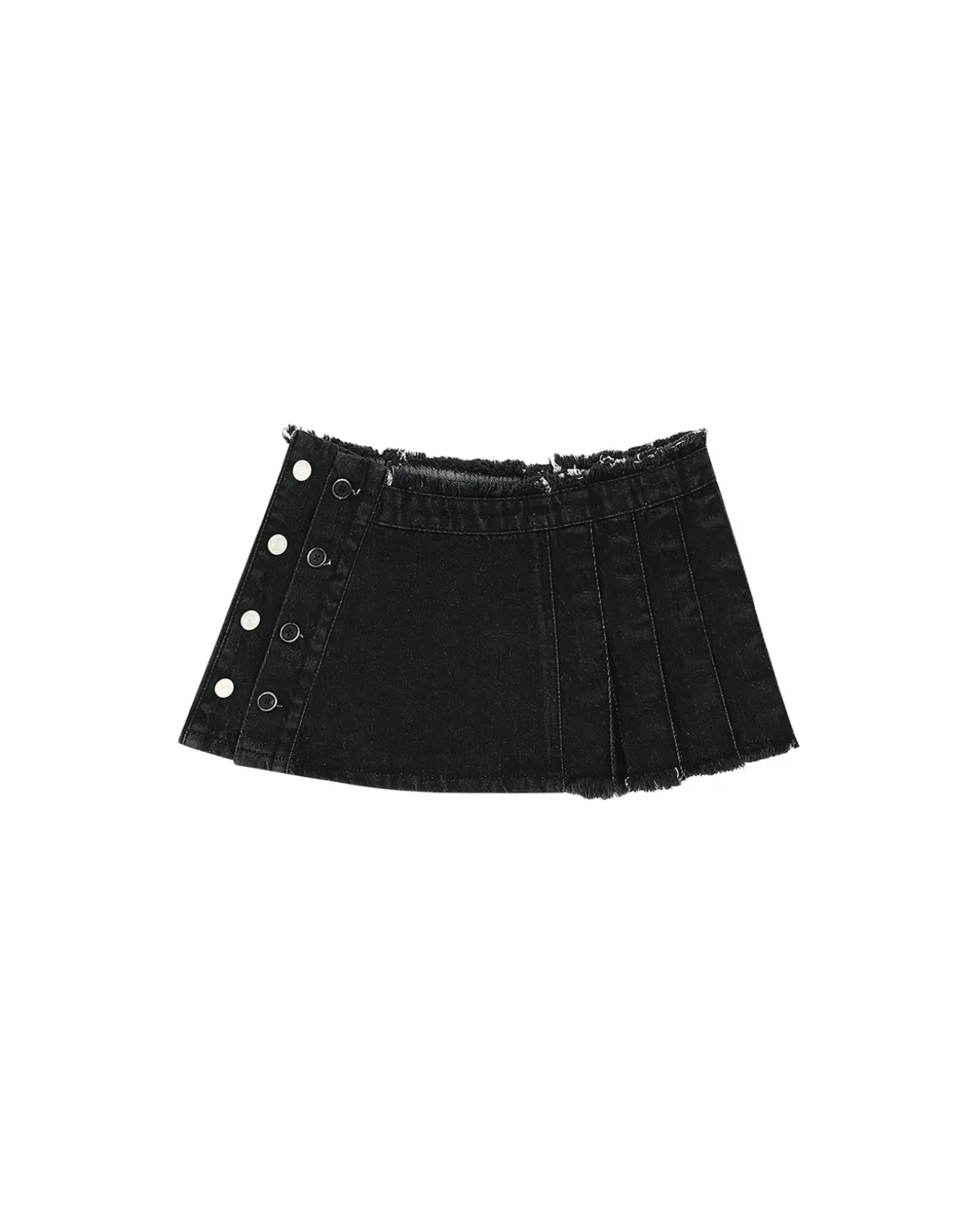 Andersson Bell Apron Wrap Pleats Denim Skirt Apa606W(Black)-Women Skirts