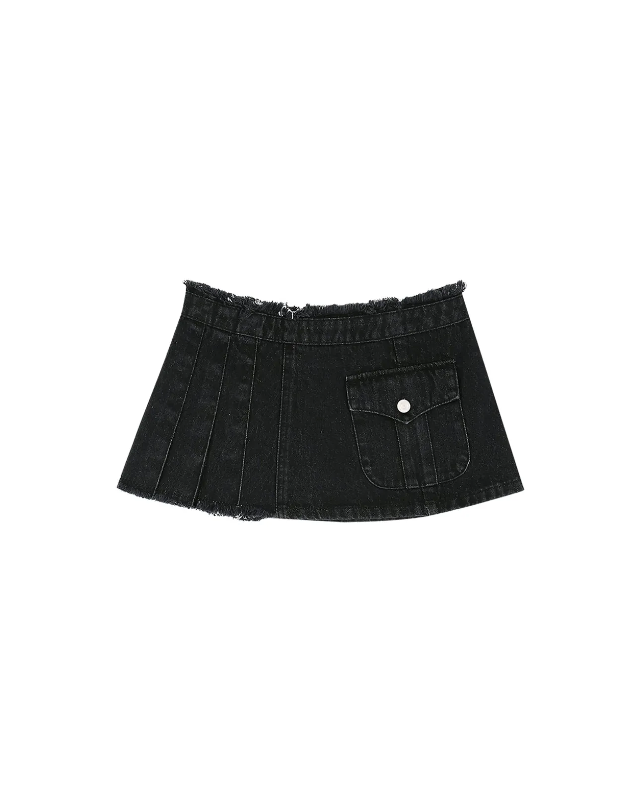 Andersson Bell Apron Wrap Pleats Denim Skirt Apa606W(Black)-Women Skirts