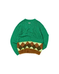 Andersson Bell Argyle Layered V-Neck Sweater Atb856M(Green)-Men Knitwear