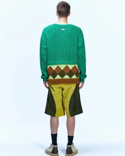 Andersson Bell Argyle Layered V-Neck Sweater Atb856M(Green)-Men Knitwear