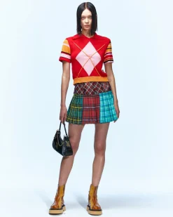 Andersson Bell Argyle Stripe Polo Knit Top Atb712W(Red)-Women Tops