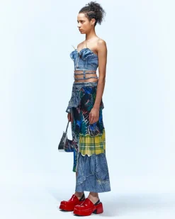 Andersson Bell Arina Denim Play Backless Bustier Atb945W(Blue)-Women Tops