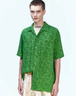 Andersson Bell Bali Sheer Open Collar Shirts Atb843M(Green)-Men Shirts