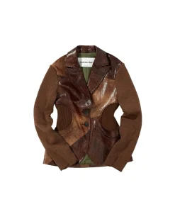 Andersson Bell Becca Faux Leather Patch Jacket Awa521W(Brown)-Women Outerwear