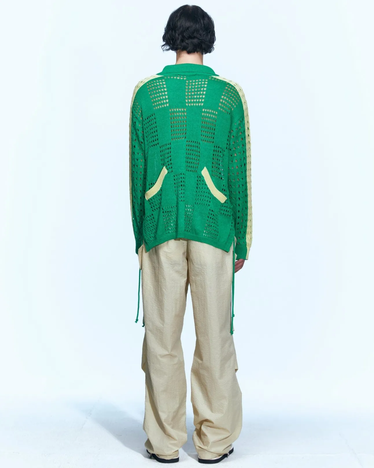 Andersson Bell Beozz Net Collar Sweater Atb959M(Green)-Men Knitwear