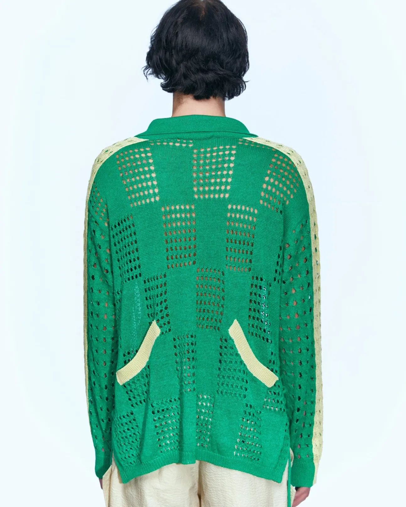 Andersson Bell Beozz Net Collar Sweater Atb959M(Green)-Men Knitwear