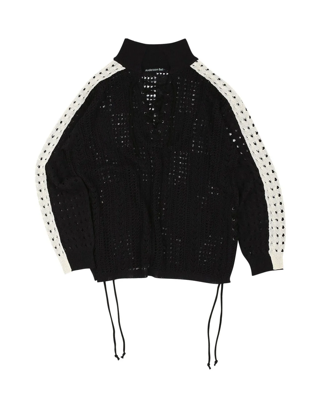 Andersson Bell Beozz Net Collar Sweater Atb959M(Black)-Men Knitwear