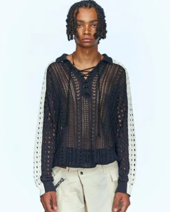 Andersson Bell Beozz Net Collar Sweater Atb959M(Black)-Men Knitwear