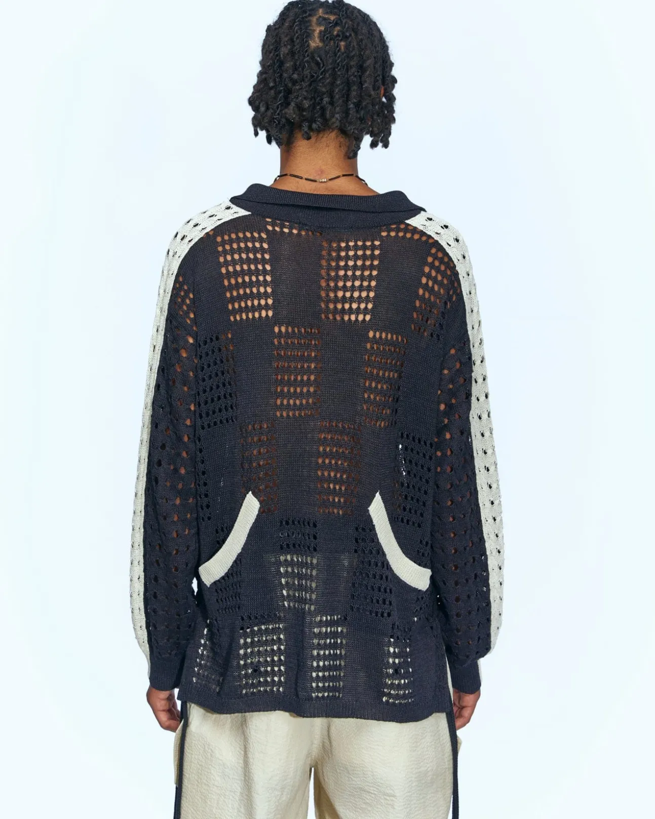 Andersson Bell Beozz Net Collar Sweater Atb959M(Black)-Men Knitwear