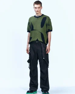 Andersson Bell Bisent Wrinkle Crack Cargo Pants Apa589M(Black/Khaki)-Men Trousers