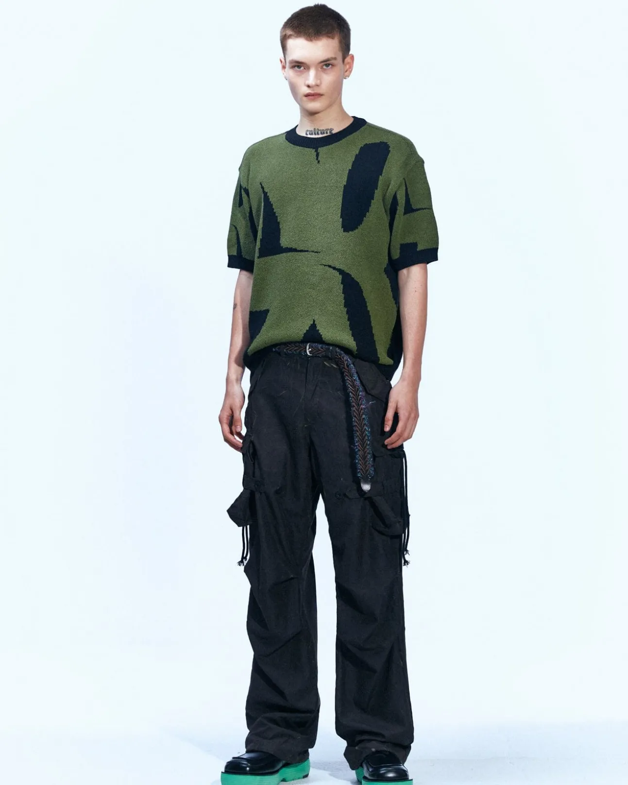Andersson Bell Bisent Wrinkle Crack Cargo Pants Apa589M(Black/Khaki)-Men Trousers
