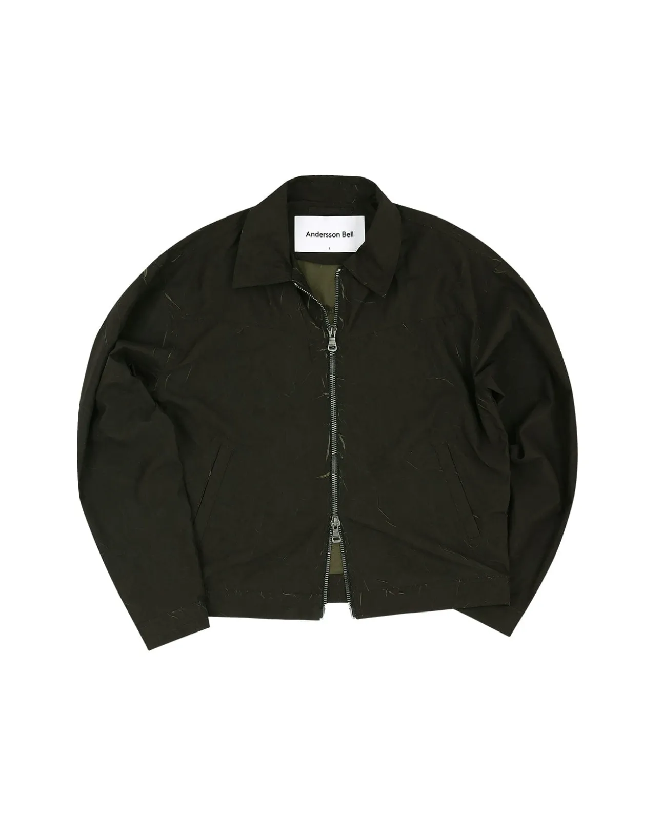 Andersson Bell Bisent Wrinkle Zip-Up Jacket Awa507M(Black/Khaki)-Men Outerwear