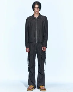 Andersson Bell Bisent Wrinkle Zip-Up Jacket Awa507M(Black/Khaki)-Men Outerwear