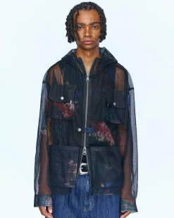 Andersson Bell Black Scratch Hooded Jacket Awa535M(Black)-Men Outerwear
