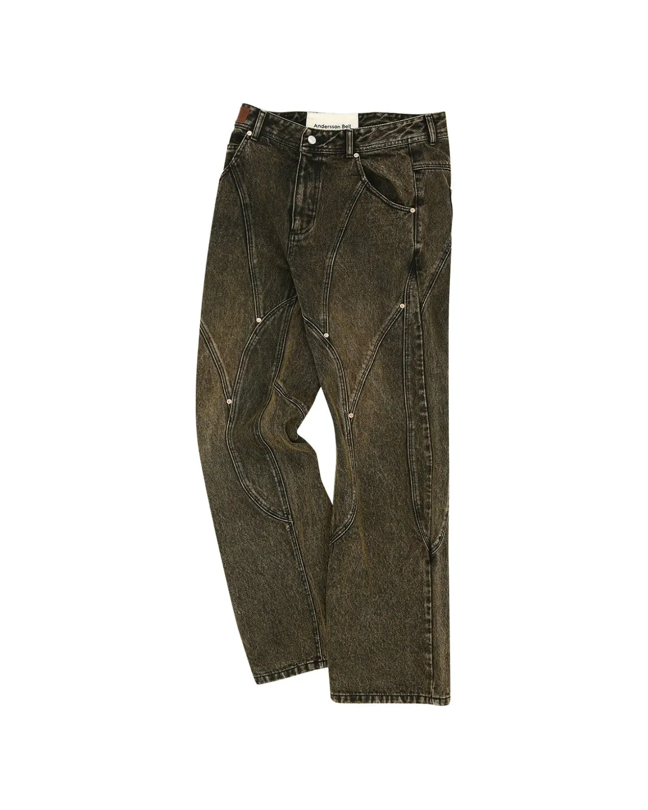 Andersson Bell Brick Curve Panel Wide Jeans Apa609M(Brown)-Men Trousers