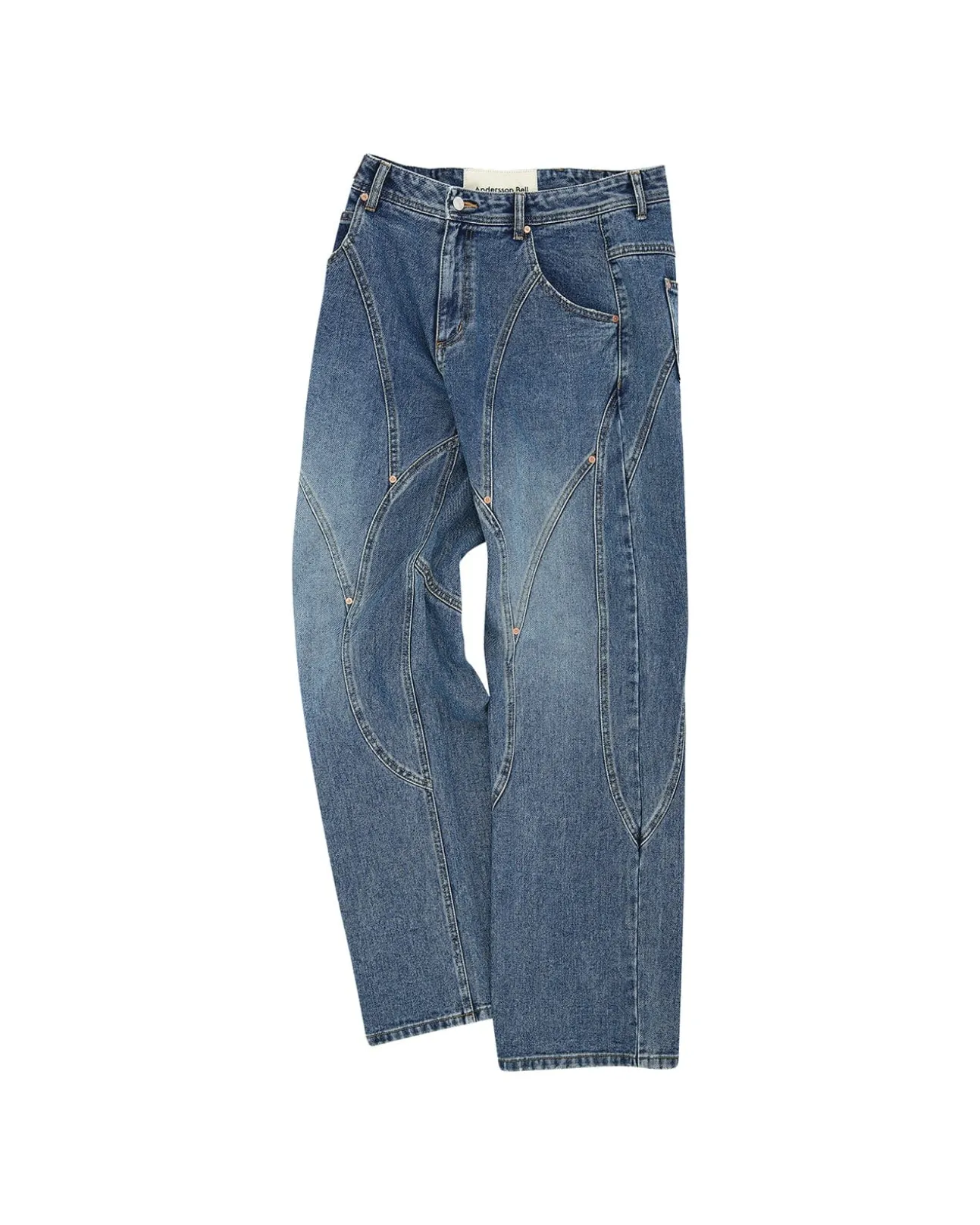 Andersson Bell Brick Curve Panel Wide Jeans Apa609M(Blue)-Men Trousers