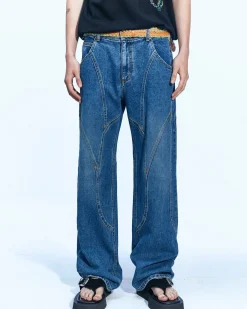 Andersson Bell Brick Curve Panel Wide Jeans Apa609M(Blue)-Men Trousers