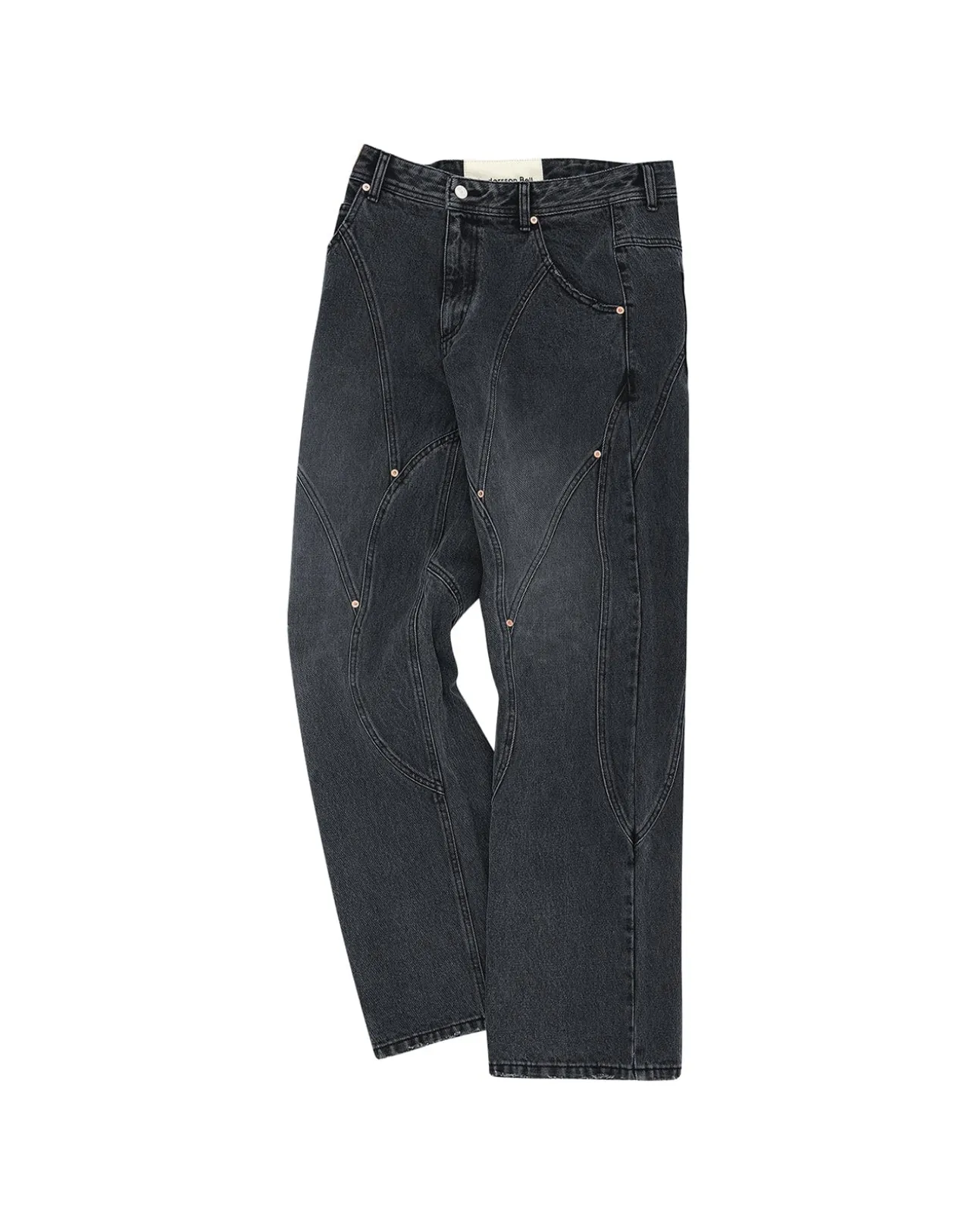 Andersson Bell Brick Curve Panel Wide Jeans Apa609M(Black)-Men Trousers
