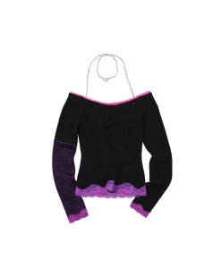 Andersson Bell Butterfly And Love Chain Lace Top Atb826W(Black)-Women Tops