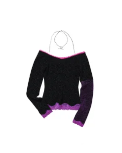 Andersson Bell Butterfly And Love Chain Lace Top Atb826W(Black)-Women Tops
