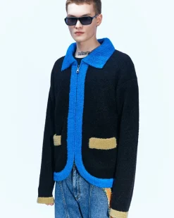 Andersson Bell Collar Zip Knit Cardigan Atb853M(Black)-Men Outerwear