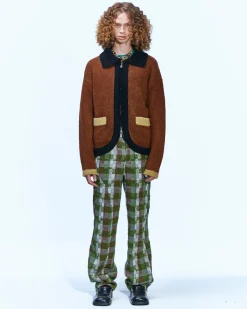Andersson Bell Collar Zip Knit Cardigan Atb853M(Brown)-Men Outerwear