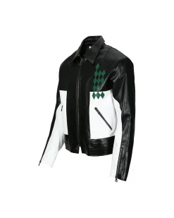 Andersson Bell Color Block Leather Biker Jacket Awa503M(Black)-Men Outerwear