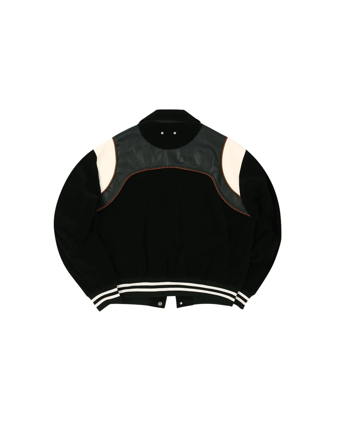 Andersson Bell Corduroy & Leather Varsity Jacket Awa505M(Black)-Men Outerwear