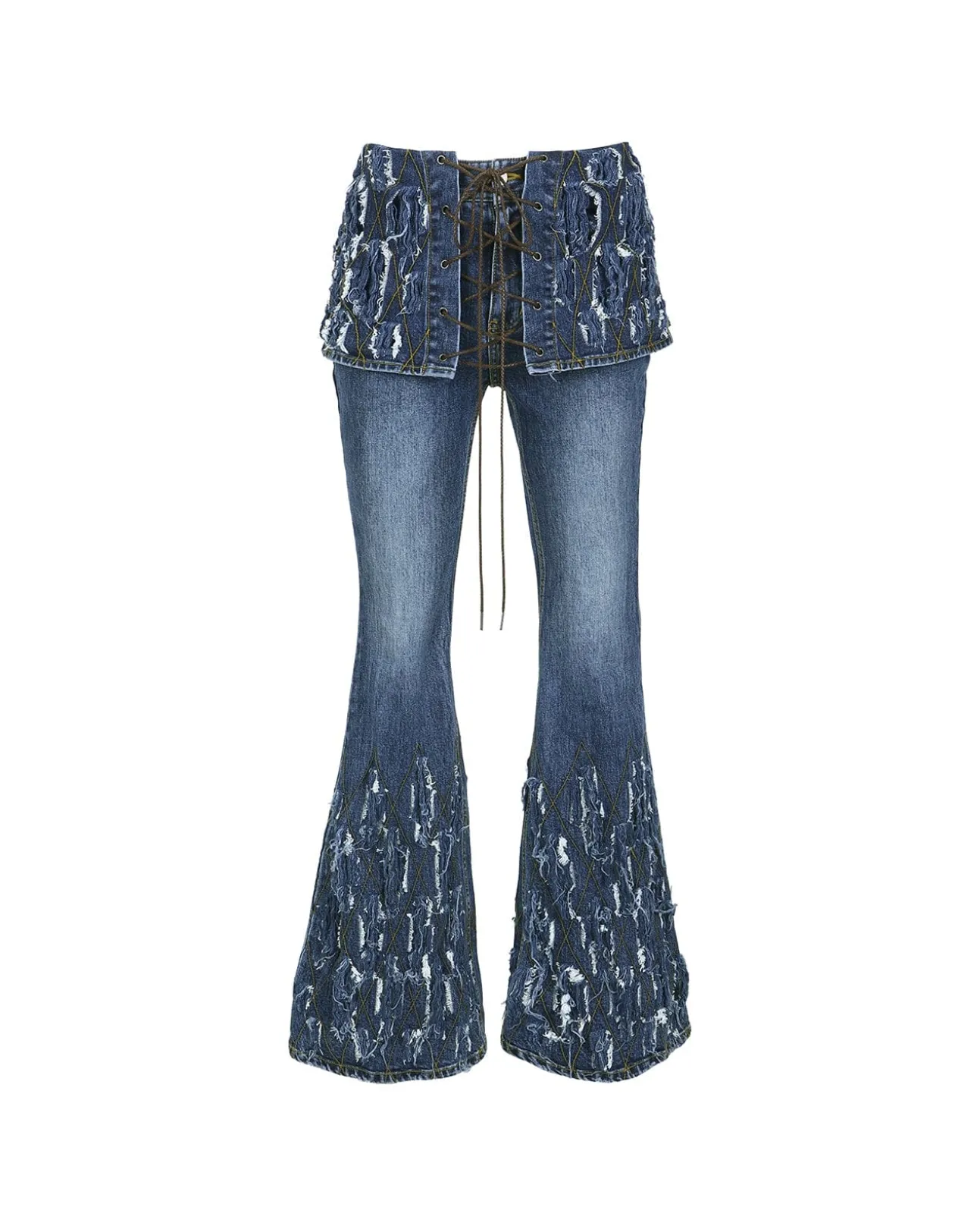 Andersson Bell Destroyed Bustier Denim Jeans Apa642W(Blue)-Women Jeans