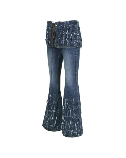 Andersson Bell Destroyed Bustier Denim Jeans Apa642W(Blue)-Women Jeans
