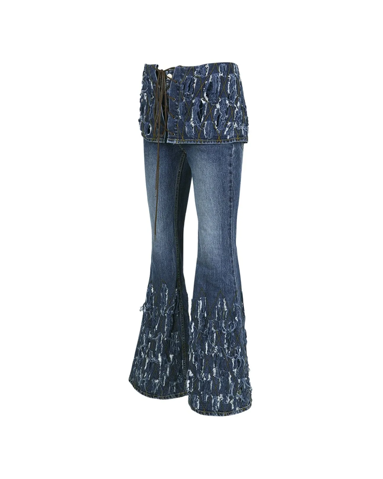 Andersson Bell Destroyed Bustier Denim Jeans Apa642W(Blue)-Women Jeans