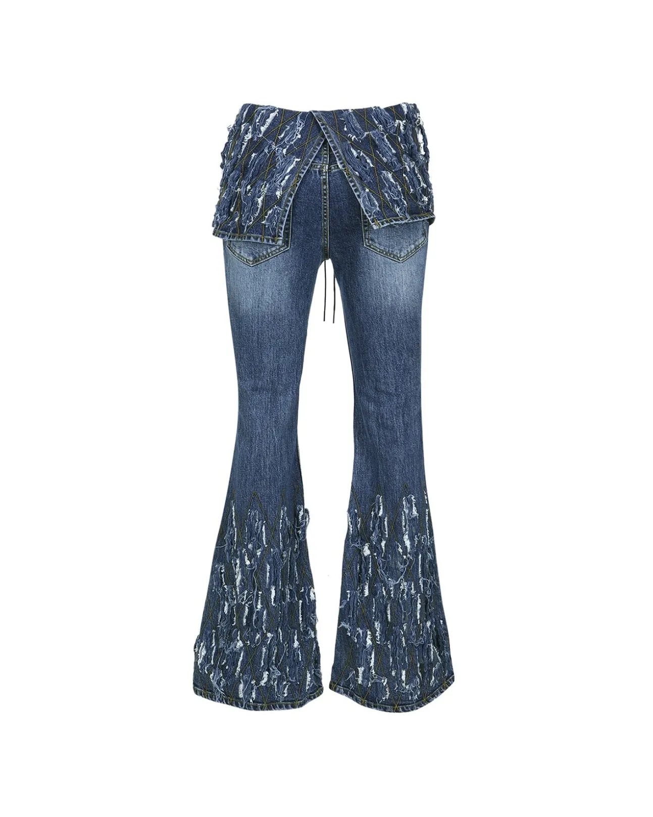 Andersson Bell Destroyed Bustier Denim Jeans Apa642W(Blue)-Women Jeans