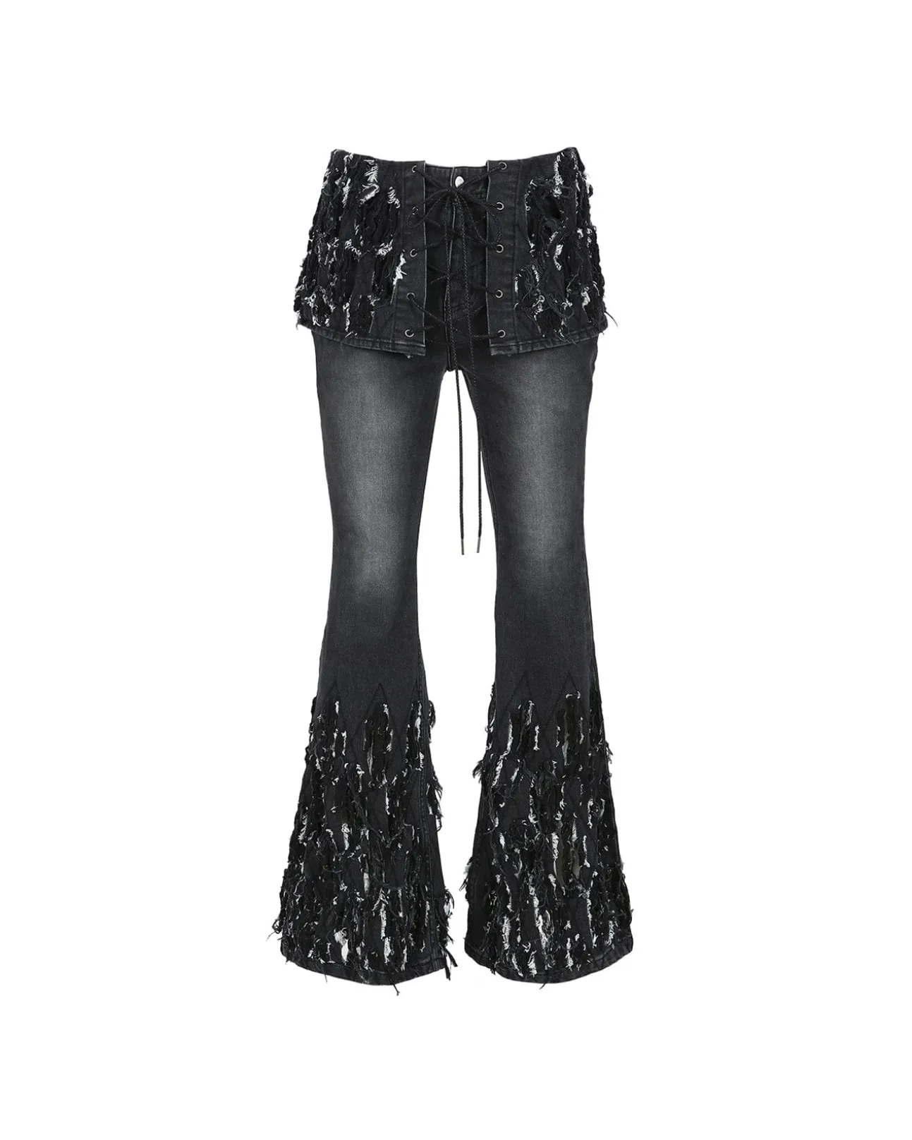 Andersson Bell Destroyed Bustier Denim Jeans Apa642W(Black)-Women Jeans