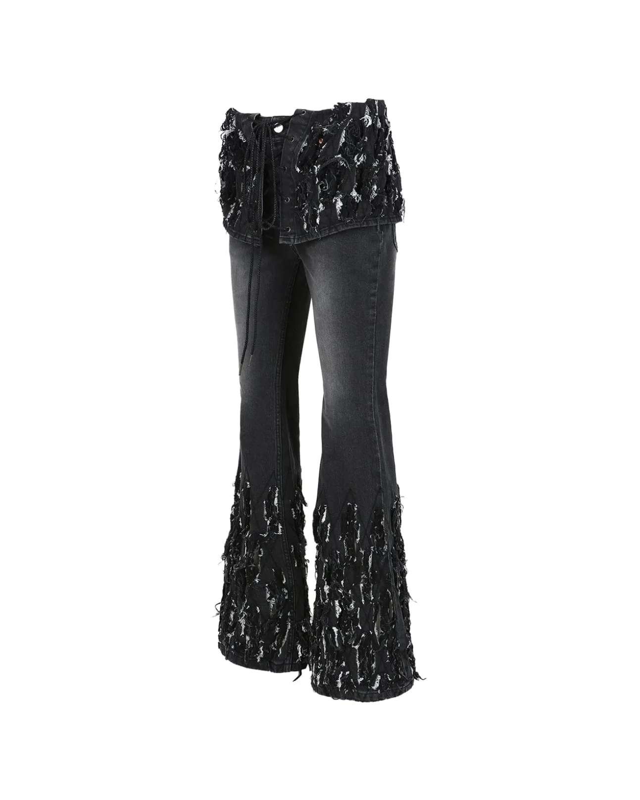 Andersson Bell Destroyed Bustier Denim Jeans Apa642W(Black)-Women Jeans