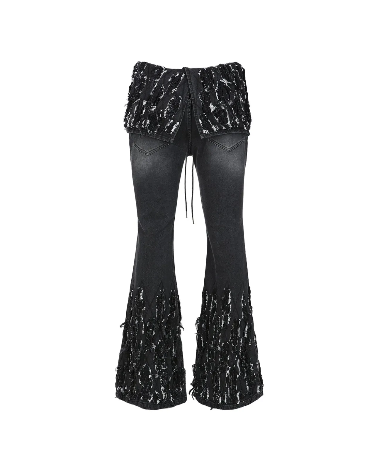 Andersson Bell Destroyed Bustier Denim Jeans Apa642W(Black)-Women Jeans