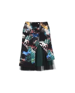Andersson Bell Devyn Mesh Layered Skirt Apa635W(Black)-Women Skirts