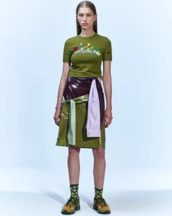 Andersson Bell (Essential) Dasha Flower Garden Logo T-Shirt Atb894W(Khaki)-Women Tops
