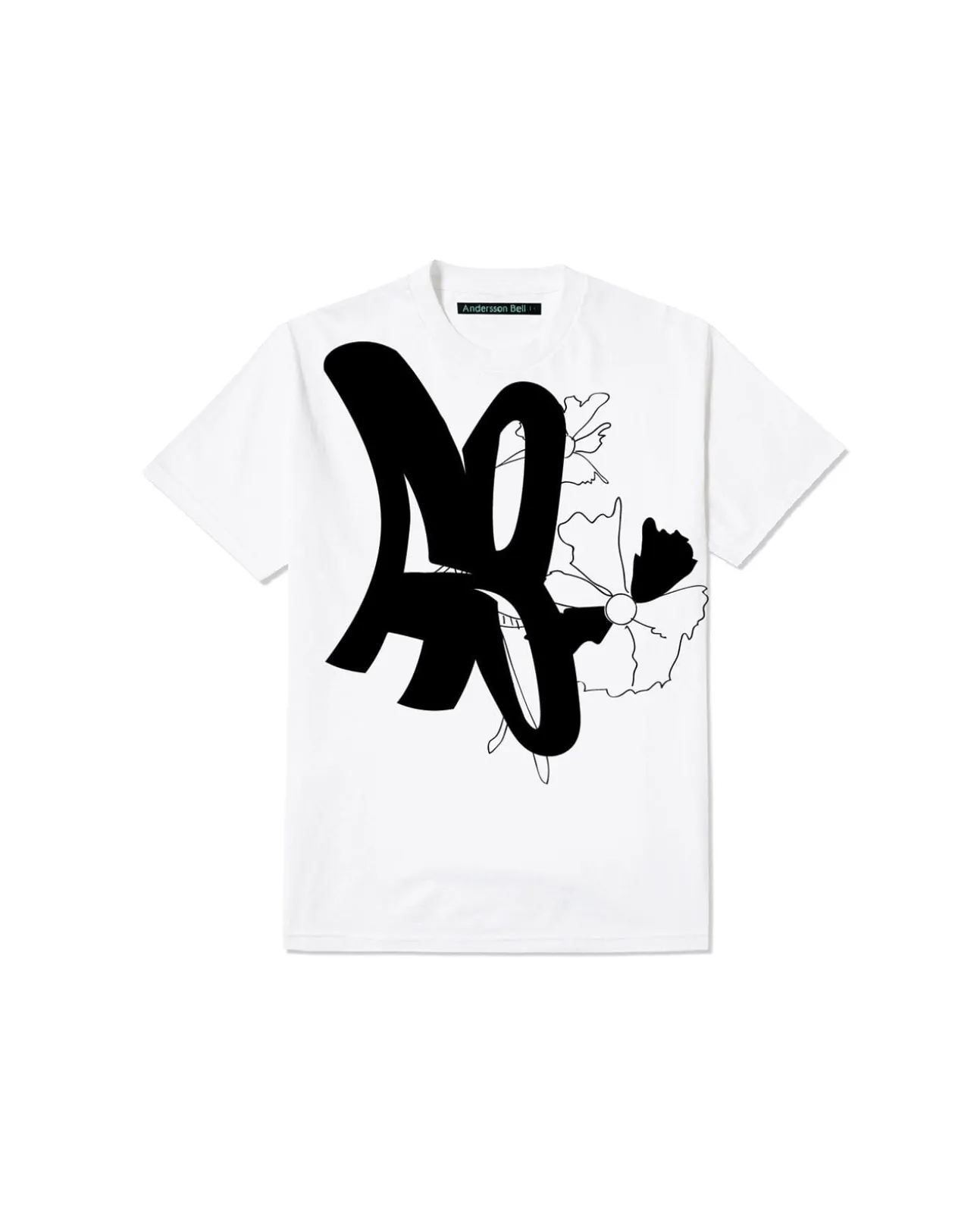 Andersson Bell (Essential) Unisex Ab Logo T-Shirt Atb842U(White/Black)-Men T-Shirts