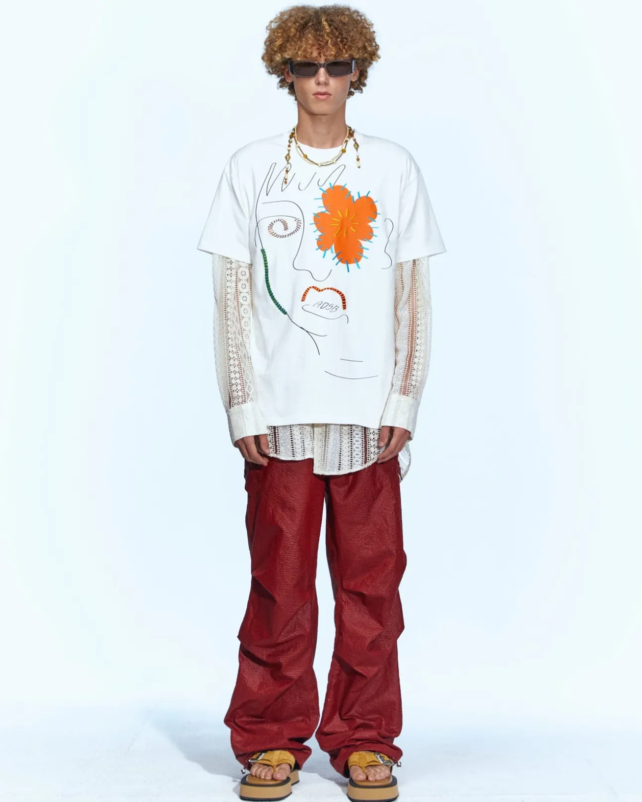 Andersson Bell (Essential) Unisex Flower Man T-Shirts Atb974U(White)-Men T-Shirts