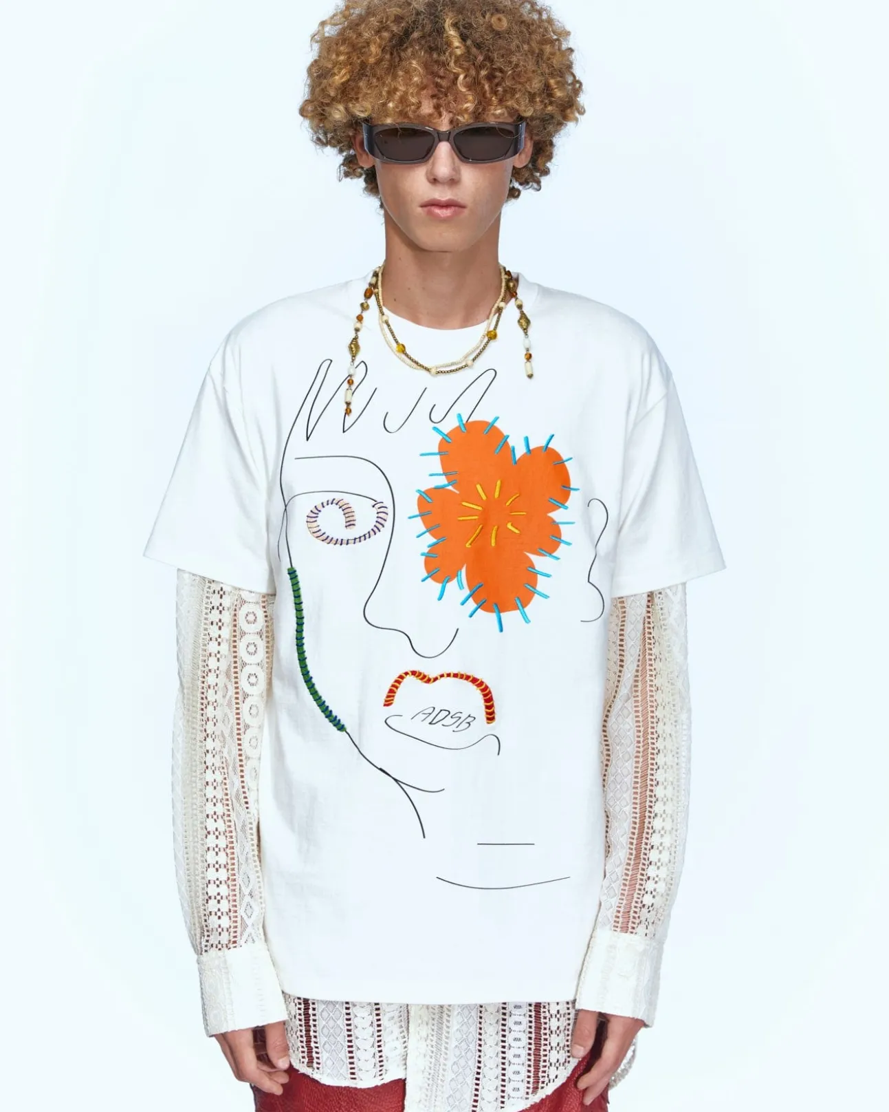 Andersson Bell (Essential) Unisex Flower Man T-Shirts Atb974U(White)-Men T-Shirts
