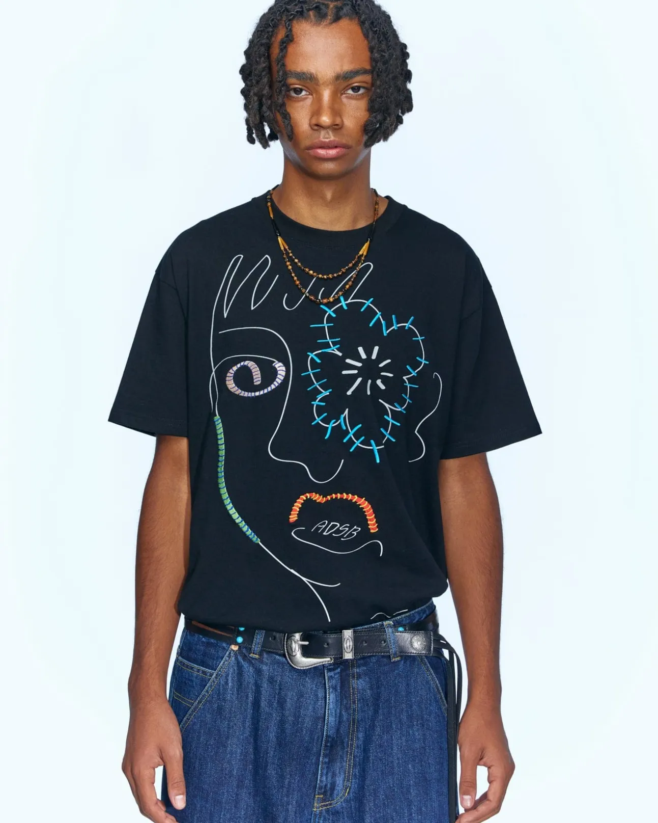 Andersson Bell (Essential) Unisex Flower Man T-Shirts Atb974U(Black)-Men T-Shirts